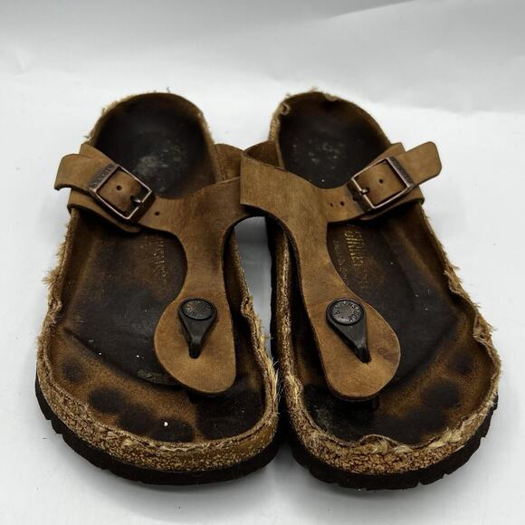 Birkenstock Gizeh Thongs Womens Size 5 R 36 Bronze Brown Germany Made Flat Shoes - Picture 3 of 12
